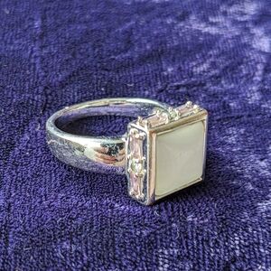 Size 10.75 statement ring with moonstone and pink crystals